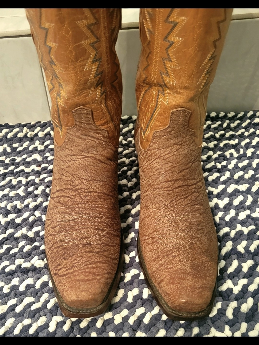 Lucchese Men's Two-Tone Tan Washed Shoulder Cowboy Boots